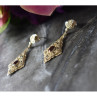 925 Sterling Silver Garnet & Marcasites Earrings