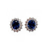 925 STERLING SILVER SAPPHIRE & CZ EARRINGS