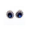 925 STERLING SILVER SAPPHIRE & CZ EARRINGS