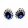 925 Sterling Silver Sapphire & CZ Earrings
