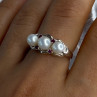 925 Sterling Silver Pearl & Ruby Ring Size 8