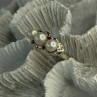 925 Sterling Silver Pearl & Ruby Ring Size 8