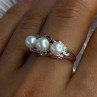 925 Sterling Silver Pearl & Ruby Ring Size 8