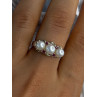 925 Sterling Silver Pearl & Ruby Ring Size 8