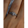 925 Sterling Silver Heart Diamonds Ring Size 7