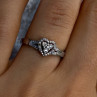925 Sterling Silver Heart Diamonds Ring Size 7