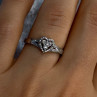 925 Sterling Silver Heart Diamonds Ring Size 7