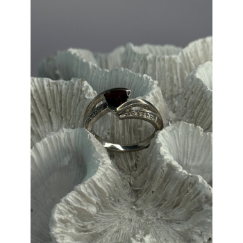 925 Sterling Silver Garnet & Beryl Ring Size 6.5