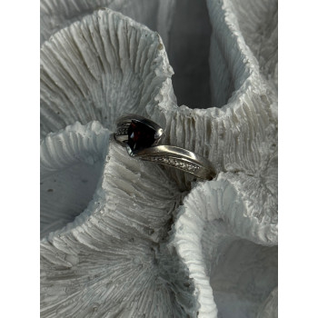 925 Sterling Silver Garnet & Beryl Ring Size 6.5