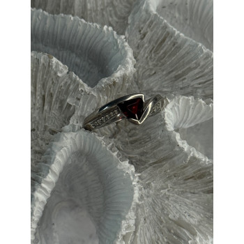925 Sterling Silver Garnet & Beryl Ring Size 6.5