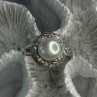 925 Sterling Silver Pearl & Beryl Ring Size 9