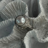 925 Sterling Silver Pearl & Beryl Ring Size 9