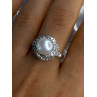 925 Sterling Silver Pearl & Beryl Ring Size 9