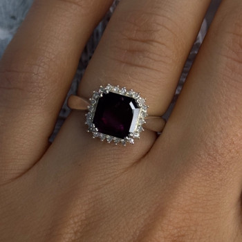 925 Sterling Silver Almandine & Beryl Ring Size 7
