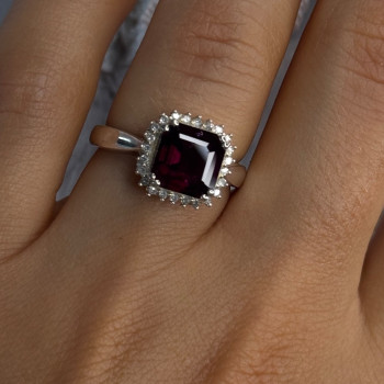 925 Sterling Silver Almandine & Beryl Ring Size 7
