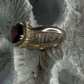 925 Sterling Silver Almandine & Beryl Ring Size 7