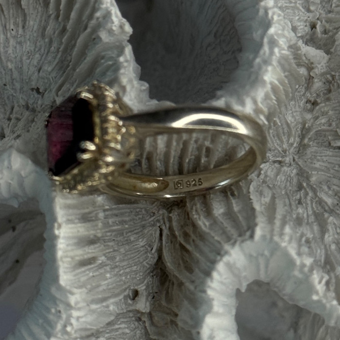 925 Sterling Silver Almandine & Beryl Ring Size 7
