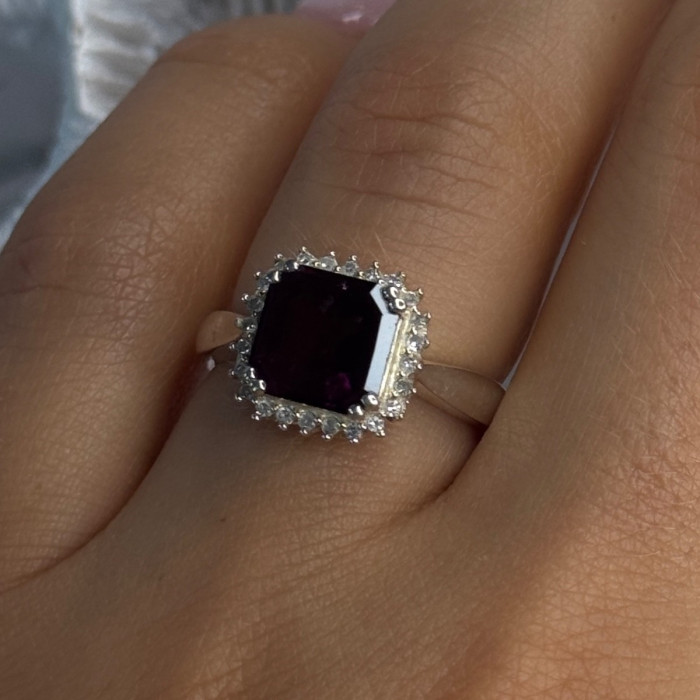 925 Sterling Silver Almandine & Beryl Ring Size 7