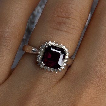 925 Sterling Silver Almandine & Beryl Ring Size 7