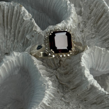 925 Sterling Silver Almandine & Beryl Ring Size 7