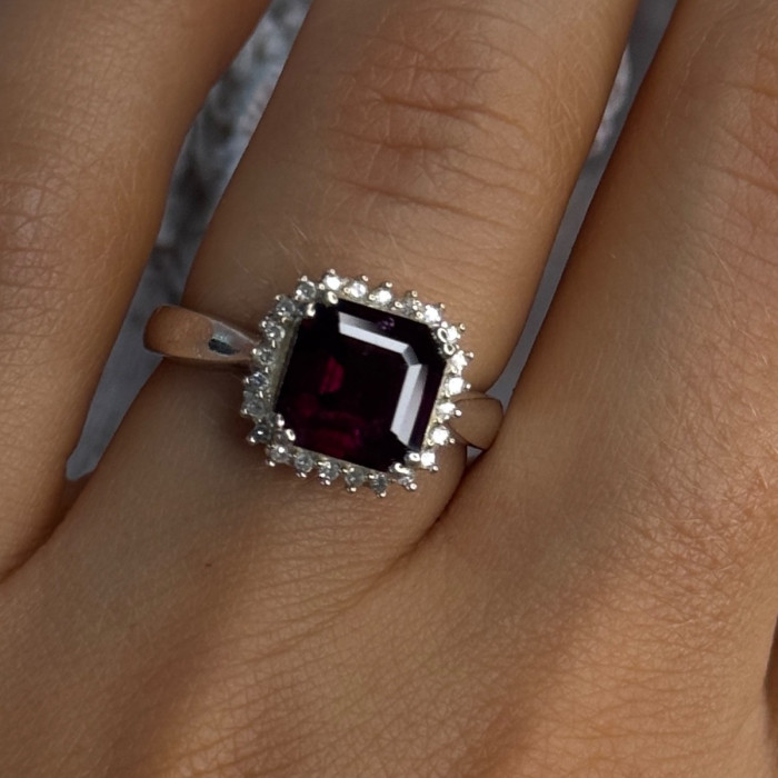 925 Sterling Silver Almandine & Beryl Ring Size 7