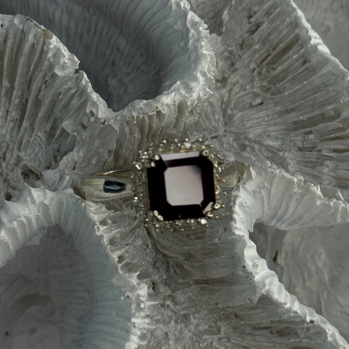 925 Sterling Silver Almandine & Beryl Ring Size 7