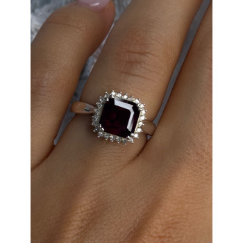 925 Sterling Silver Almandine & Beryl Ring Size 7
