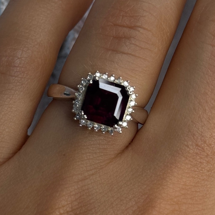 925 Sterling Silver Almandine & Beryl Ring Size 7