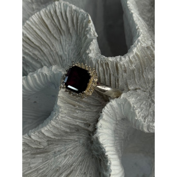 925 Sterling Silver Almandine & Beryl Ring Size 7