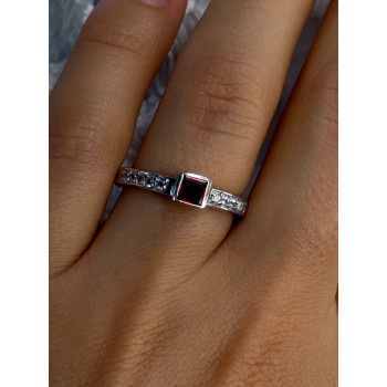 925 Sterling Silver Garnet & Beryl Ring Size 8