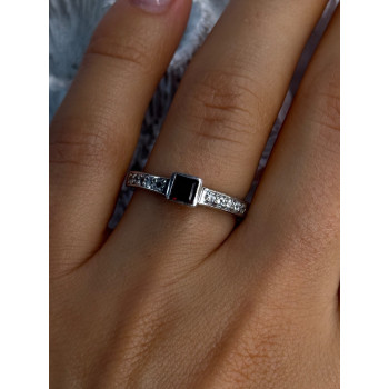 925 Sterling Silver Garnet & Beryl Ring Size 8