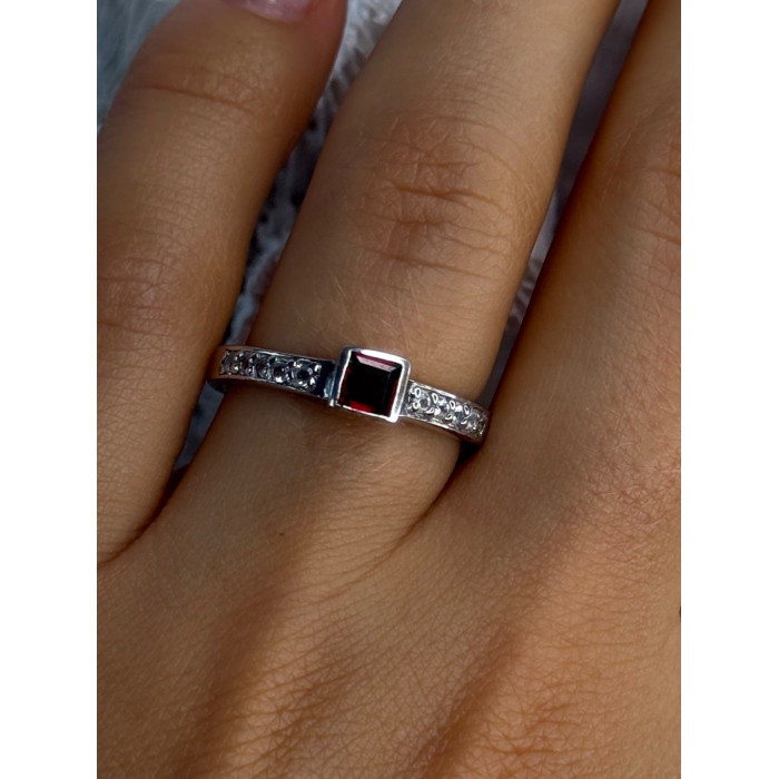 925 Sterling Silver Garnet & Beryl Ring Size 8