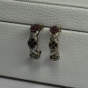 925 Sterling Silver Ruby Sapphire Emerald Earrings Length 0.80 Inch
