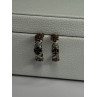 925 Sterling Silver Ruby Sapphire Emerald Earrings Length 0.80 Inch