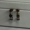 925 Sterling Silver Ruby Sapphire Emerald Earrings Length 0.80 Inch