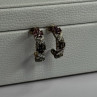 925 Sterling Silver Ruby Sapphire Emerald Earrings Length 0.80 Inch