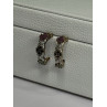 925 Sterling Silver Ruby Sapphire Emerald Earrings Length 0.80 Inch