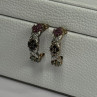 925 Sterling Silver Ruby Sapphire Emerald Earrings Length 0.80 Inch