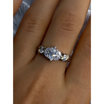 925 Sterling Silver Gold Plated Part Cz Ring Size 9