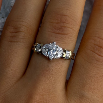 925 Sterling Silver Gold Plated Part Cz Ring Size 9