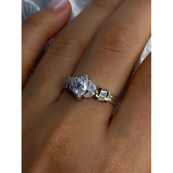 925 Sterling Silver Gold Plated Part Cz Ring Size 9