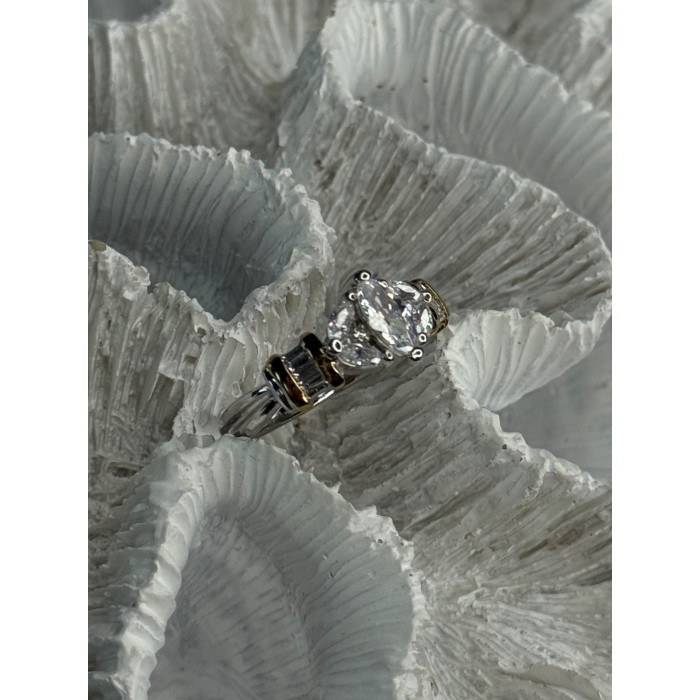 925 Sterling Silver Gold Plated Part Cz Ring Size 9