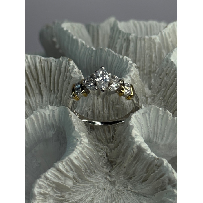 925 Sterling Silver Gold Plated Part Cz Ring Size 9