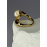 925 STERLING SILVER GOLD PLATED PEARL RING SIZE ADJUSTABLE