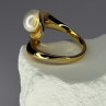 925 Sterling Silver Gold Plated Pearl Ring Size Adjustable