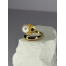 925 STERLING SILVER GOLD PLATED PEARL RING SIZE ADJUSTABLE