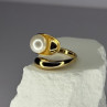 925 Sterling Silver Gold Plated Pearl Ring Size Adjustable