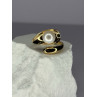 925 STERLING SILVER GOLD PLATED PEARL RING SIZE ADJUSTABLE