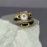 925 Sterling Silver Gold Plated Pearl Ring Size Adjustable