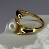 925 Sterling Silver Gold Plated Pearl Ring Size Adjustable